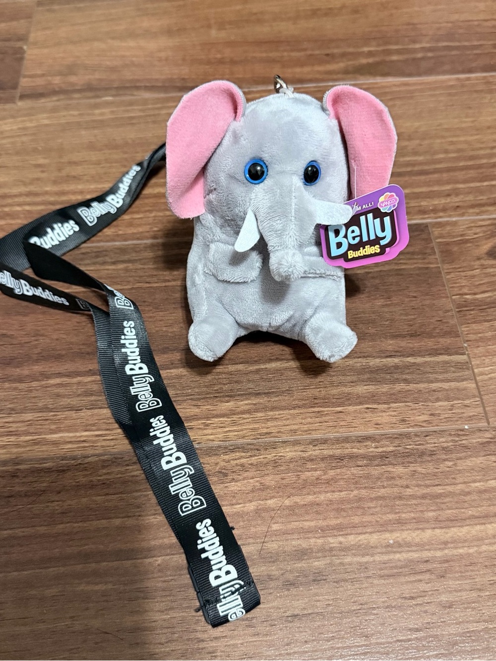 Gray & Pink Elephant Plush Keychain with Clip